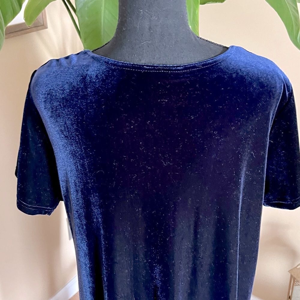 VINTAGE Oleg Cassini Midnight Blue Velvet Maxi Dress - Picture 5 of 11